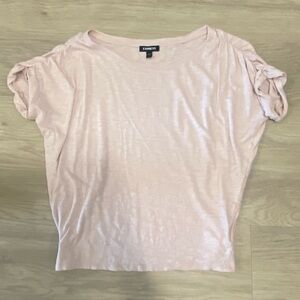 Express Ruched Sleeve Boat Neck Tee